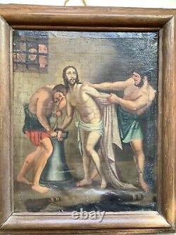 Tableau Ancien XVIIe siècle l'Arrestation du Christ Huile sur Toile à restaurer