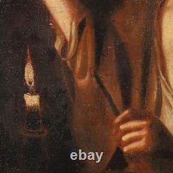 Tableau Ancien avec Jeune Fumeur de Pipe Huile sur Toile XVIIIe Siècle