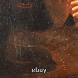 Tableau Ancien avec Jeune Fumeur de Pipe Huile sur Toile XVIIIe Siècle