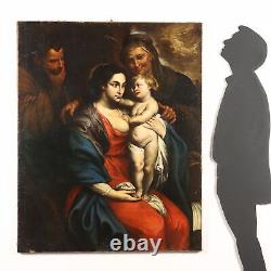 Tableau Ancien avec Sujét Sacré Huile sur Toile Italie XVIIe Siècle