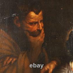 Tableau Ancien avec Sujét Sacré Huile sur Toile Italie XVIIe Siècle