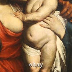Tableau Ancien avec Sujét Sacré Huile sur Toile Italie XVIIe Siècle