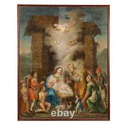 Tableau Ancien avec Sujét Sacré Huile sur Toile XVIIIe-XIXe Siècle