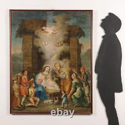 Tableau Ancien avec Sujét Sacré Huile sur Toile XVIIIe-XIXe Siècle