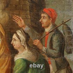 Tableau Ancien avec Sujét Sacré Huile sur Toile XVIIIe-XIXe Siècle