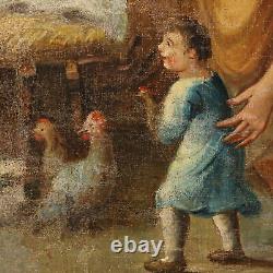 Tableau Ancien avec Sujét Sacré Huile sur Toile XVIIIe-XIXe Siècle