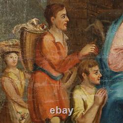 Tableau Ancien avec Sujét Sacré Huile sur Toile XVIIIe-XIXe Siècle