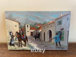 Tableau Ancien huile sur panneau J. B M VECKER (1899-1988) scène époque napoleon