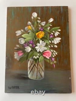 Tableau Ancien huile sur panneau J. B Maurice VECKER 1896-1998 nature morte