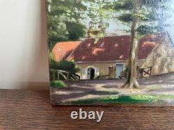 Tableau Ancien huile sur panneau J. B Maurice VECKER (1899-1988) vue sur village