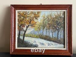 Tableau Ancien huile sur panneau Louis RENARDAT (1948-2020) paysage