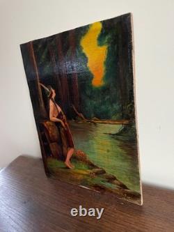 Tableau Ancien huile sur panneau TABURIAUX 1948 (début XXe-s) indienne