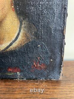 Tableau Ancien huile sur toile INCONNU (début XVIIIe-s) portrait de femme
