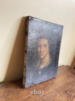 Tableau Ancien huile sur toile INCONNU (début XVIIIe-s) portrait de femme