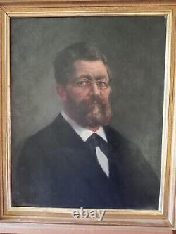 Tableau Ancien huile sur toile Portrait Homme à la barbe 19 ème