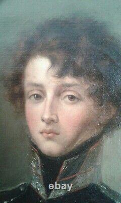 Tableau Ancien huile sur toile. Portrait de qualité. Duc De Guiche jeune. XIXème