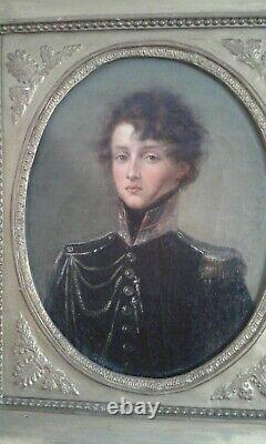 Tableau Ancien huile sur toile. Portrait de qualité. Duc De Guiche jeune. XIXème