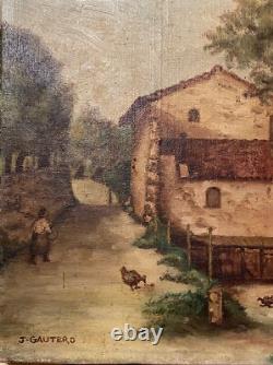 Tableau Ancien milieu XXème, Signé, Huile sur Toile, peinture paysanne