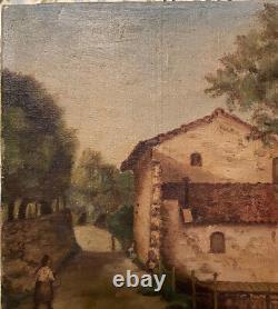 Tableau Ancien milieu XXème, Signé, Huile sur Toile, peinture paysanne