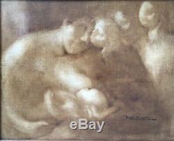 Tableau Ancien-xix-xx Eme-eugene Carriere-maternité-rodin-derain-huile Sur Toile