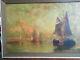 Tableau Huile Sur Toile Ancien Venise Vue Maritime Au Crepuscule