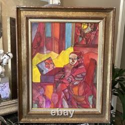 Tableau Huile Sur Toile Ancienne Signée peinture contemporaine cadre vintage