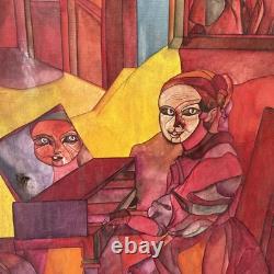 Tableau Huile Sur Toile Ancienne Signée peinture contemporaine cadre vintage