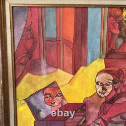 Tableau Huile Sur Toile Ancienne Signée peinture contemporaine cadre vintage