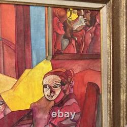 Tableau Huile Sur Toile Ancienne Signée peinture contemporaine cadre vintage