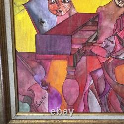Tableau Huile Sur Toile Ancienne Signée peinture contemporaine cadre vintage