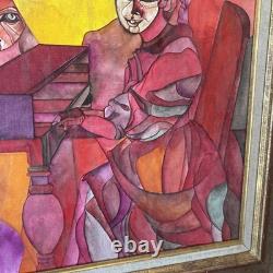 Tableau Huile Sur Toile Ancienne Signée peinture contemporaine cadre vintage