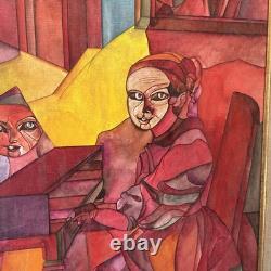 Tableau Huile Sur Toile Ancienne Signée peinture contemporaine cadre vintage