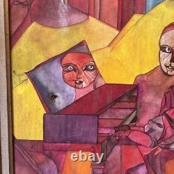 Tableau Huile Sur Toile Ancienne Signée peinture contemporaine cadre vintage