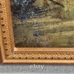 Tableau Marine ancien Huile sur toile signée Antique Oil painting