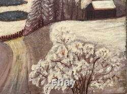 Tableau Peinture 20è XXè L. Jacquet Paysage de neige Expressionnisme Rare ancien