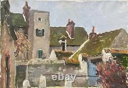 Tableau Peinture 20èm XXèm Maurice Martin Paysage au lavoir Nemours Rare Ancien