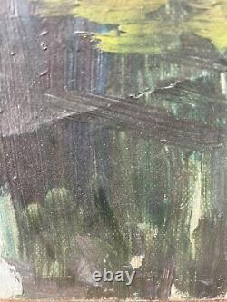 Tableau Peinture 20èm XXèm Maurice Martin Paysage au lavoir Nemours Rare Ancien