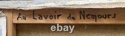 Tableau Peinture 20èm XXèm Maurice Martin Paysage au lavoir Nemours Rare Ancien