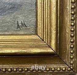 Tableau Peinture Cadre 19èm XIXèm Monog. A. M Nature morte aux pêches rare ancien