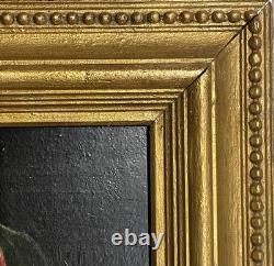 Tableau Peinture Cadre 19èm XIXèm Monog. A. M Nature morte aux pêches rare ancien