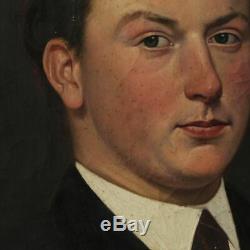 Tableau Peinture portrait huile sur toile style ancien néerlandais homme cadre