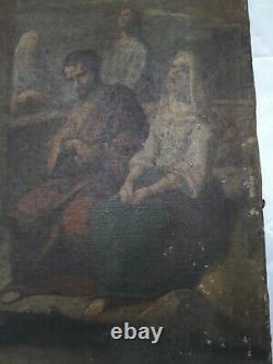Tableau Religieux Ancien Huile sur toile Ecole italienne XIX Italie Toscane