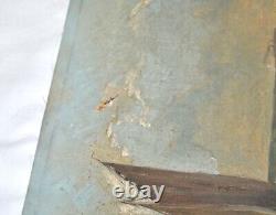 Tableau ancien 1900 Huile sur toile MARINE Voilier Paquebot Tempête océan 35x45
