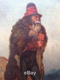 Tableau ancien 19ème Portrait de Berger Huile sur toile Alphonse DELIONS XIXe