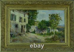 Tableau ancien Albert Regagnon impressionniste vieille maison jardin Pyrénées