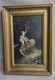 Tableau Ancien Cueillette De Pommes Huile Sur Panneau Signé P. M