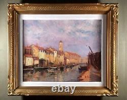 Tableau ancien ECOLE FRANÇAISE DU XXe siècle huile sur toile Le canal signée