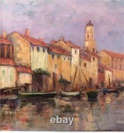 Tableau ancien ECOLE FRANÇAISE DU XXe siècle huile sur toile Le canal signée