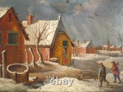 Tableau ancien, HSB, XIXe, Ecole hollandaise ou flamande, Le retour des paysans