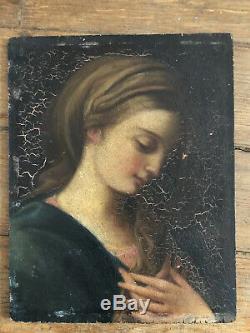 Tableau ancien Huile Sur Panneau Portrait De Femme